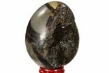 Septarian Dragon Egg Geode - Black Crystals #118735-1